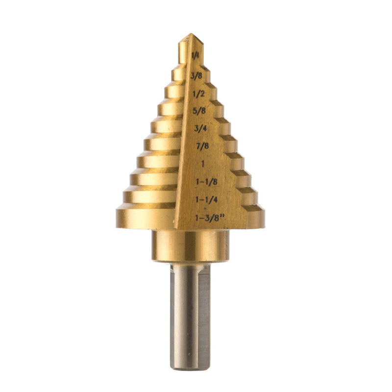 CO-Z 10 Sizes Titanium Step Drill Bit, 1/4 to 1-3/8 Inches High Speed Steel Drill Cone Bits for Sheet Metal Hole Drilling Cutting, HSS Multi Size Hole Stepped Up Unibit for DIY Lovers Electrician - NewNest Australia