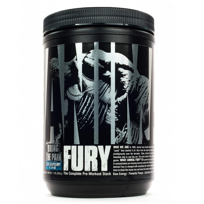Animal Fury - Pre Workout Powder Supplement for Energy and Focus - 5g BCAA, 350mg Caffeine, Nitric Oxide, Without Creatine - Powerful Stimulant for Bodybuilders - Blue Raspberry - 30 Servings 1.1 Pound (Pack of 1) - NewNest Australia