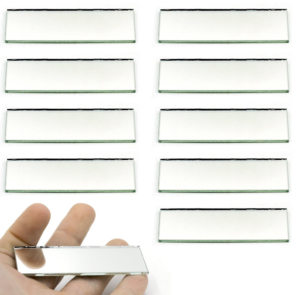 10 Pack Rectangular Plano Glass Mirror, 3" x 1" - 2mm Thick Approx. - Eisco Labs - NewNest Australia