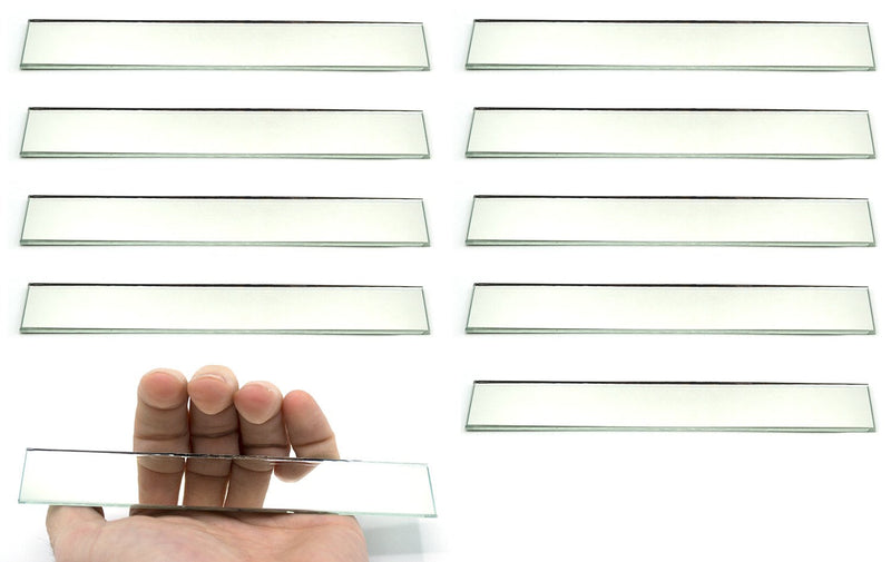 10 Pack Rectangular Plano Glass Mirror, 6" x 1" - 2mm Thick Approx. - Eisco Labs - NewNest Australia