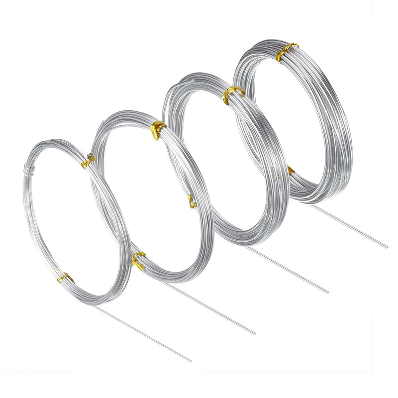 BBTO Aluminum Craft Wire, 4 Sizes (1 mm, 1.5 mm, 2 mm and 2.5 mm in Thickness) Bendable Metal Wire for DIY Sculpture and Crafts, 4 Rolls, Each Roll 16.4 Feet (Silver) - NewNest Australia