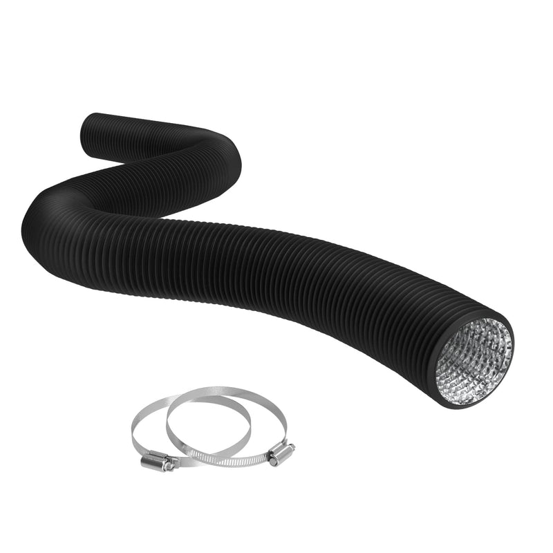 TerraBloom Flexible 4 Inch Ducting - Black 8 Feet Durable Aluminum Duct with 2 Clamps – 4 Layer HVAC Ventilation Air Hose - Great For Grow Tents, Dryer Rooms, House Vent Register Lines - NewNest Australia