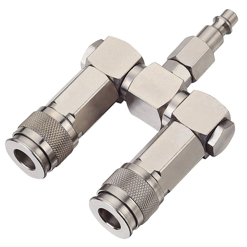FIXSMITH Air Hose Connector- 2 Way Air Hose Splitter,1/4 In NPT, Air Compressor Accessories Fittings, Swivel 360 Degrees Connectors. 1 Pack - NewNest Australia