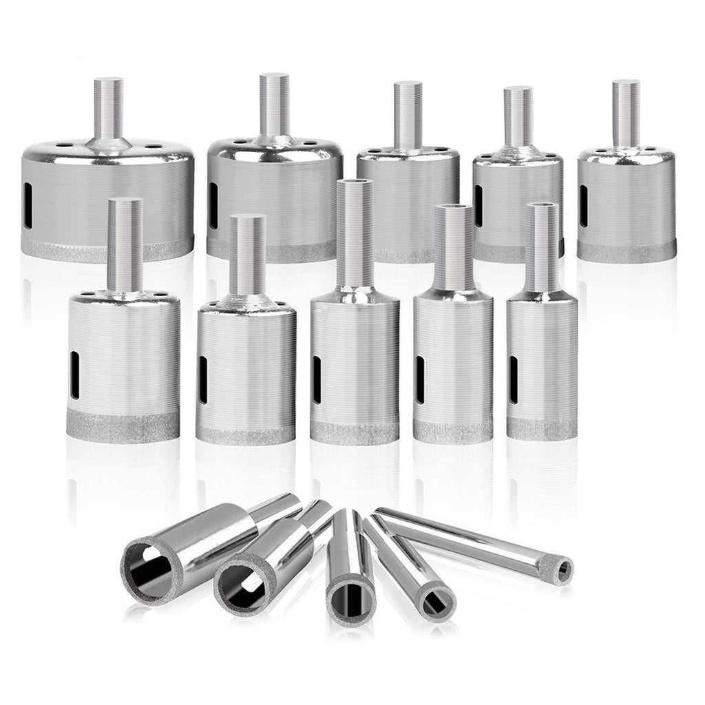 Diamond Hole Saw, 15 pcs Diamond Drill Bit Set Extractor Remover Tools for Glass, Ceramics, Porcelain, Cermic Tile (1/4"-2") - NewNest Australia