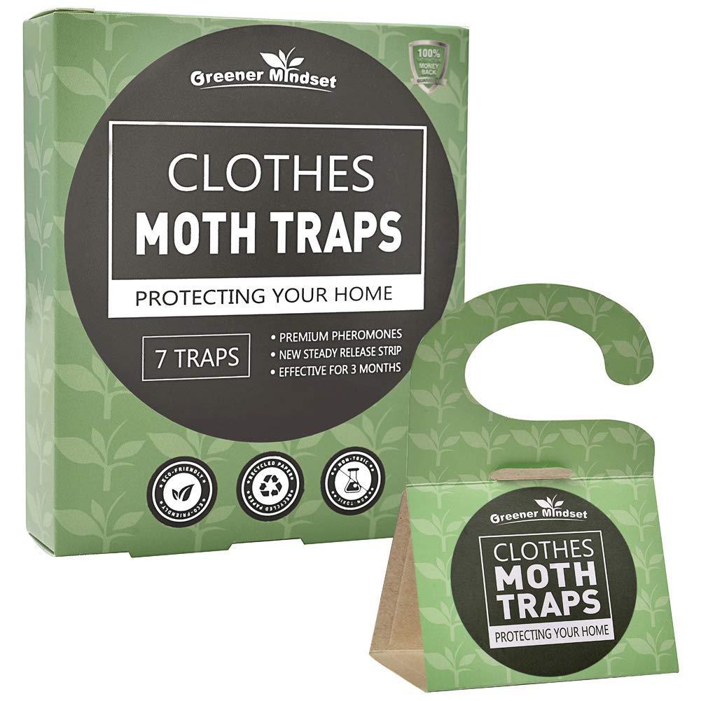 NewNest Australia - Greener Mindset Clothes Moth Traps 7-Pack with Premium Pheromone Attractant - Quickly and Effectively Capture Clothes Moths 