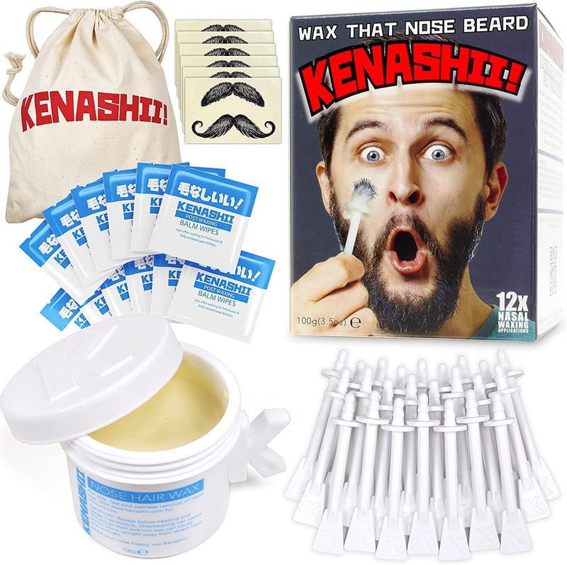Nose Wax Kit, 100 g Wax, 24 Applicators. The Original and Best Nose Hair Removal Kit from Kenashii. Nose Waxing For Men and Women. 12 Applications, 12 Post Waxing Balm Wipes, 12 Mustache Guards - NewNest Australia
