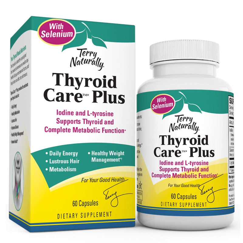 Terry Naturally Thyroid Care Plus - Iodine + L-Tyrosine, 60 Capsules - Thyroid Support Supplement with Selenium, Promotes Energy & Metabolism - Non-GMO, Gluten-Free, Kosher - 30 Servings 60 Count (Pack of 1) - NewNest Australia