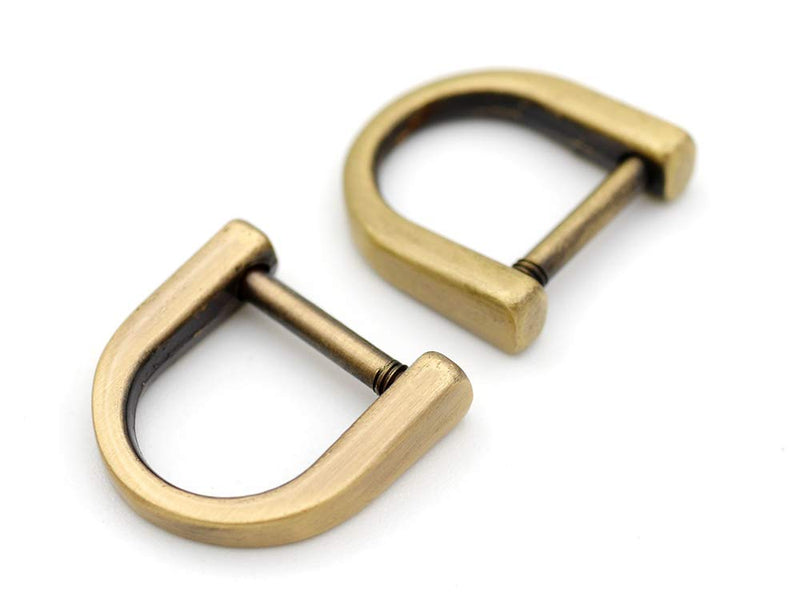 CRAFTMEMORE Tiny D-Rings Shackle Screw Ring for Key Holder Zip Puller Purse Replacement Paracord Bracelet 3/8 Inch Inside Bar 5 pcs (Brushed Brass) Brushed Brass - NewNest Australia