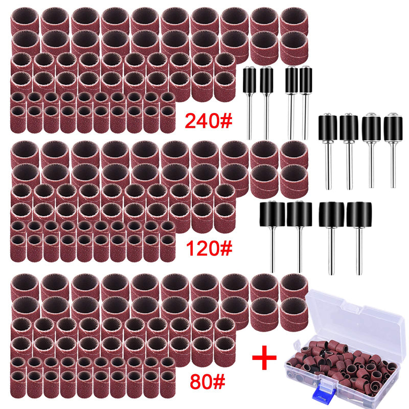 AUSTOR 192 Pcs Sanding Drum Kit with Free Box Including 180 Pcs Drum Sander Nail Sanding Band Sleeves and 12 Pcs Drum Mandrels - NewNest Australia