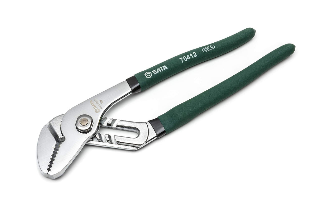 SATA 10" Tongue-and-Groove Pliers, Straight Jaw Design, with Chrome Vanadium Steel Construction and Green Dipped Handles, ST70412ST, 10" 10" - NewNest Australia