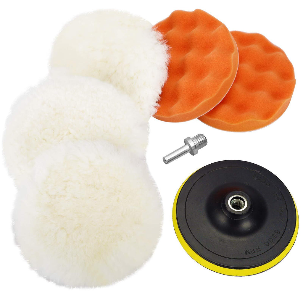 Coceca 7pcs 6 Inches Polishing Pad Kit, Sponge and Wool Polishing Pad Set with buffing wheel for drill - NewNest Australia