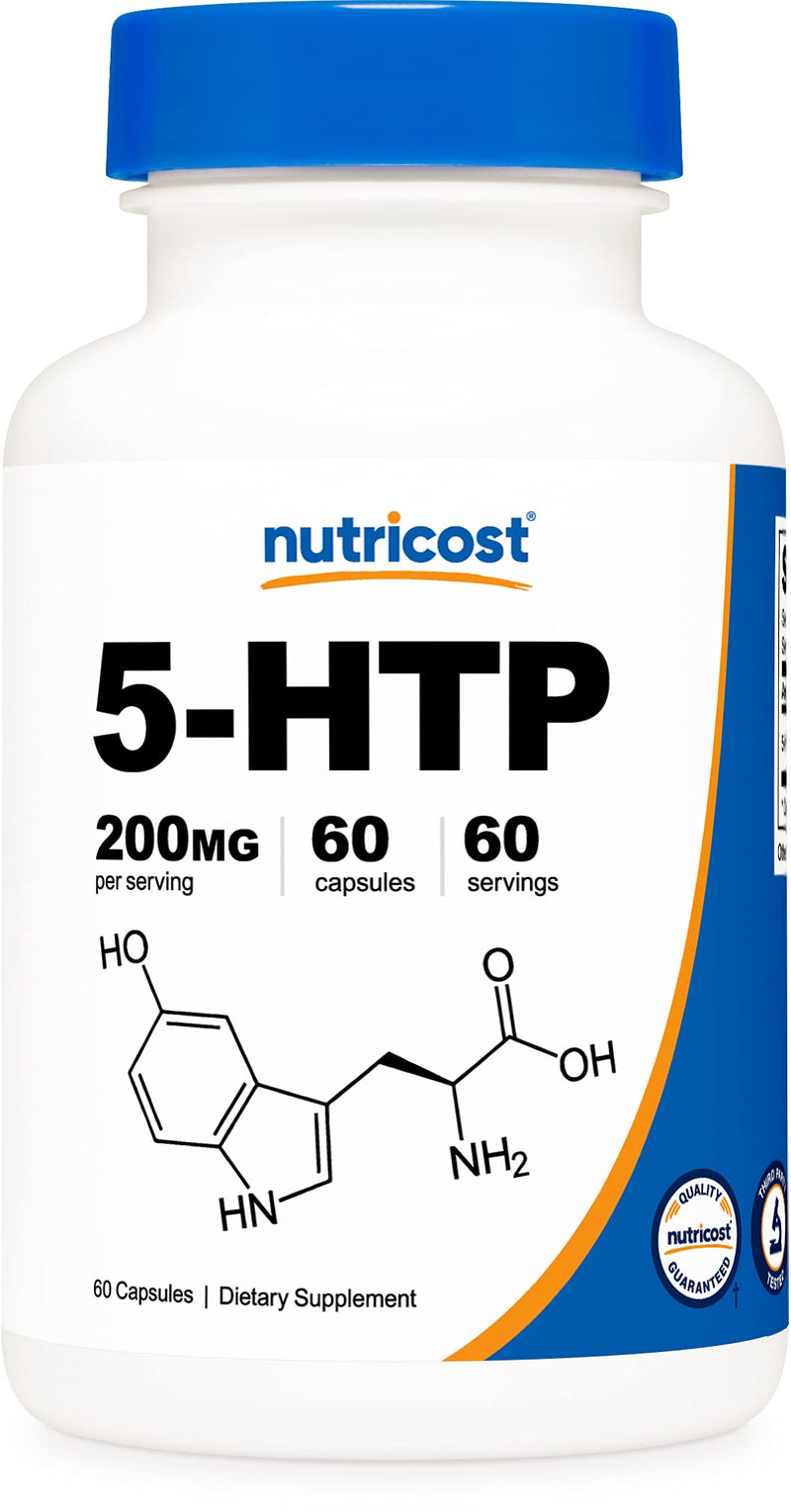 Nutricost 5-HTP 200mg, 60 Vegetarian Capsules (5-Hydroxytryptophan) - Gluten Free & Non-GMO 60 Count (Pack of 1) - NewNest Australia
