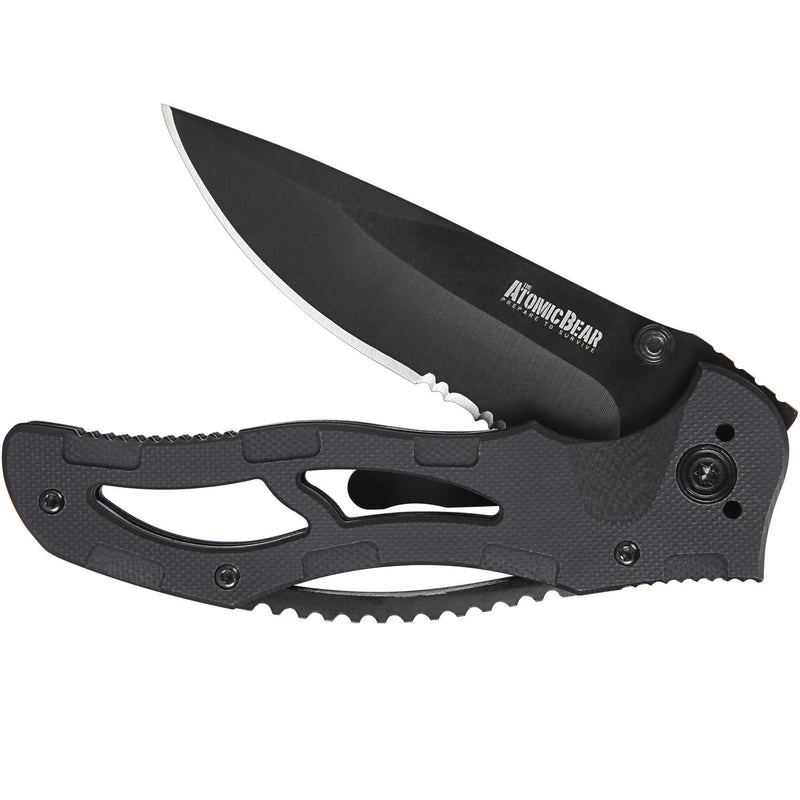 TacticaI Knife - Folding Knife Semi Serrated Stainless Steel Blade and G10 Handle Perfect for Rescue, Hunting, Fishing, Hiking, Camping, Climbing, Utility - NewNest Australia