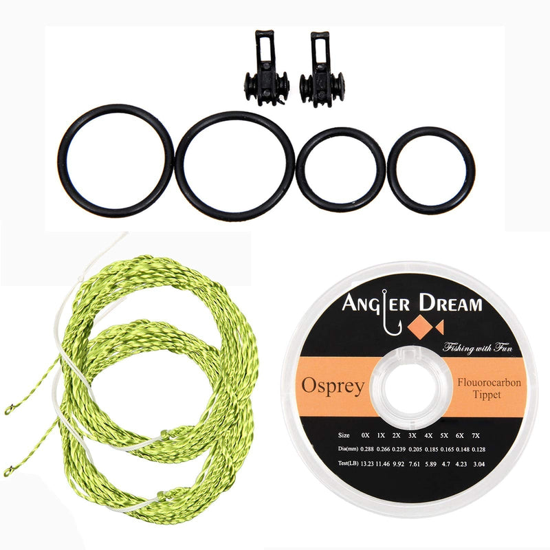 ANGLER DREAM AnglerDream Tenkara Line Tapered Braided Furled Leader Fly Fishing Line with Ring - 12FT 13FT - 20LB in Gold, Grass Green, Yellow and Black, Balck Grass Green - 2pcs - NewNest Australia