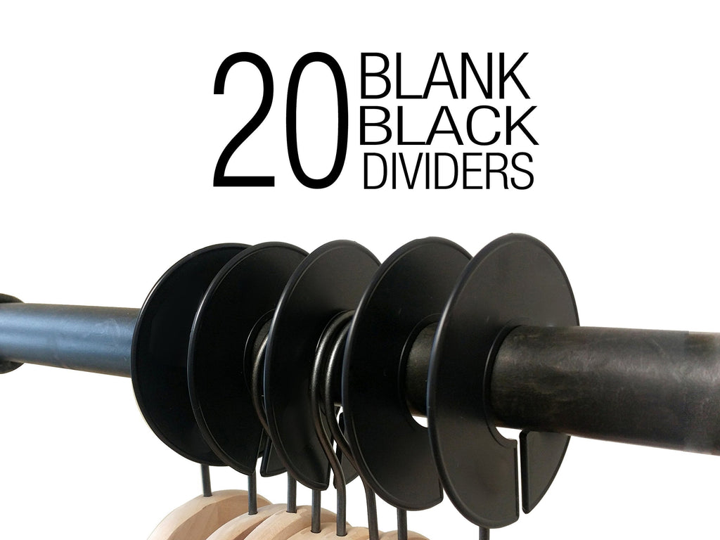 NewNest Australia - NAHANCO CBLKBLANK20, Black Round Clothing Size Dividers, Blank, Kit of 20 