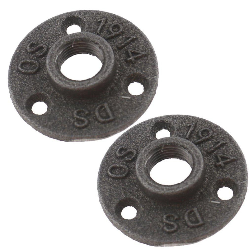 2Pcs Malleable Iron Pipe Fittings Wall Floor Flange Rusty Industrial 1/2 Inch Bsp - NewNest Australia