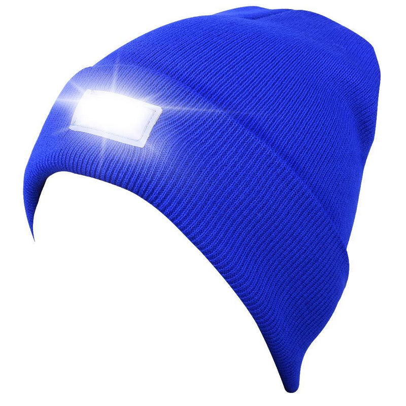 SnowCinda Unisex 5 LED Knitted Flashlight Beanie Hat/Cap for Hunting, Camping, Grilling, Auto Repair, Jogging, Walking, or Handyman Working - One Size Fits Most Blue - NewNest Australia