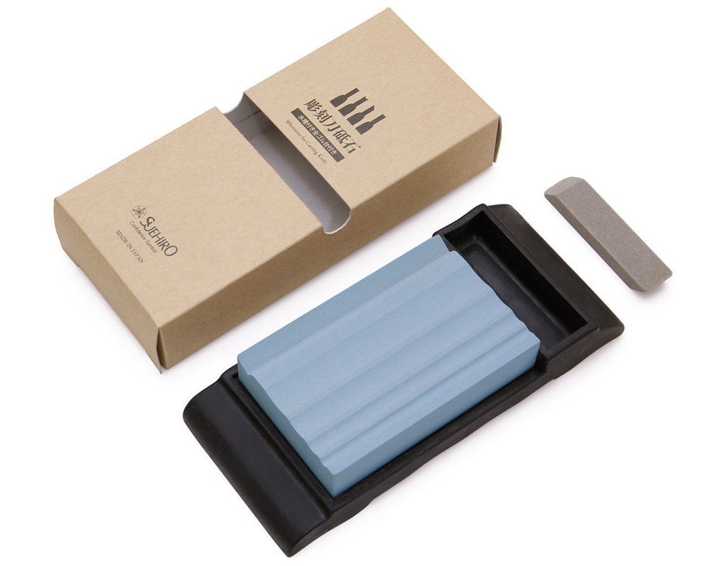 Suehiro: Wood Carving Tools, Medium carving knife sharpener, Sharpening stone #1000 with Rubber Stand: Splashing stone: Hobby Stone, 6 knives variation available - NewNest Australia