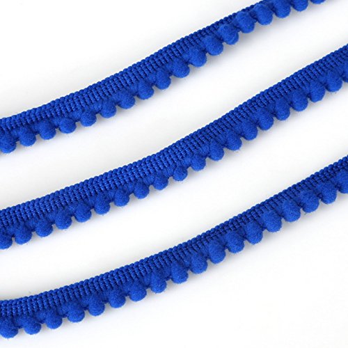 Yalulu 10 Yards Mini Pom Pom Trim Ball Fringe Ribbon Tassel DIY Craft Sewing Accessory for Home Curtain Clothes Pillow Decoration (Blue) Blue - NewNest Australia