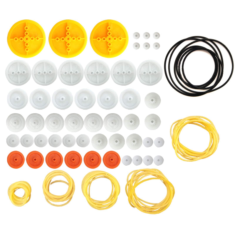 EUDAX 2mm Hole Plastic Belt Pulley Gears Combination Modulus Package Rubber Belts Band Plastic Model Accessories for DIY Robots Cars RC Toy Car Airplane - NewNest Australia