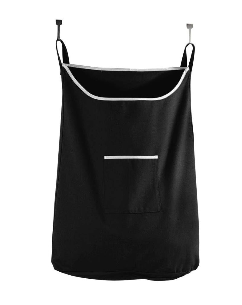 NewNest Australia - THE FINE LIVING COMPANY USA - Space Saving Door Hanging Laundry Hamper Bag in Black with Free Door Hooks - Open Top Design to Hold More Laundry than Other Type Bags - Tested to be Strong and Durable 