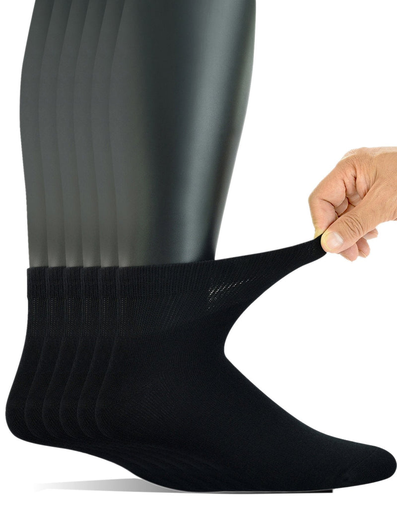 Yomandamor Men's 6 Pairs Combed Cotton Diabetic Ankle Socks with Seamless Toe and Non-Binding Top 10-13 6 Pairs Black - NewNest Australia