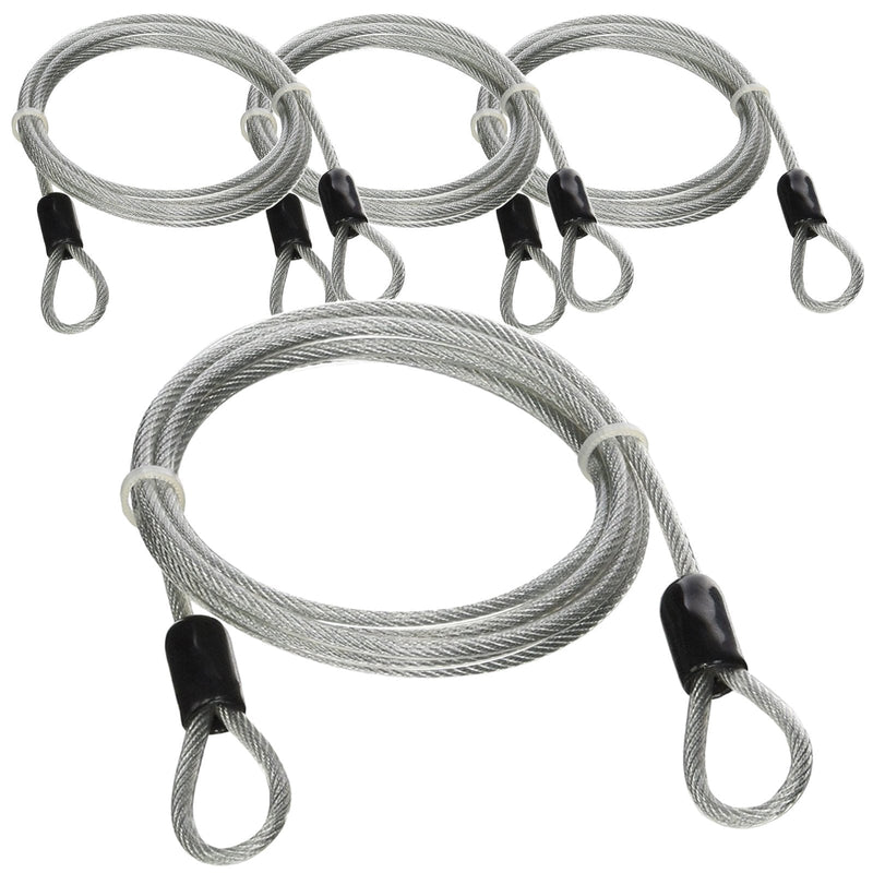 Lumintrail 4 Foot 3mm Braided Steel Coated Security Cable Luggage Lock Safety Cable Wire Double Loop (4 Pack) 4 Pack - NewNest Australia