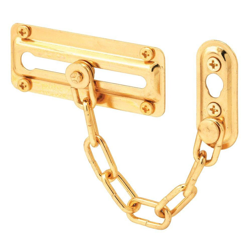 Prime-Line MP4016-2 Chain Door Lock, 3-7/16 in, Stamped Steel Construction, Brass-Plated Finish, Pack of 2, 2 Piece - NewNest Australia