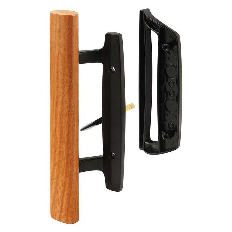 Prime-Line MP1131 Sliding Glass Door Handle, 3-15/16 in, Diecast, Mortise/Hook Style, 1 Set, Black/Wood - NewNest Australia