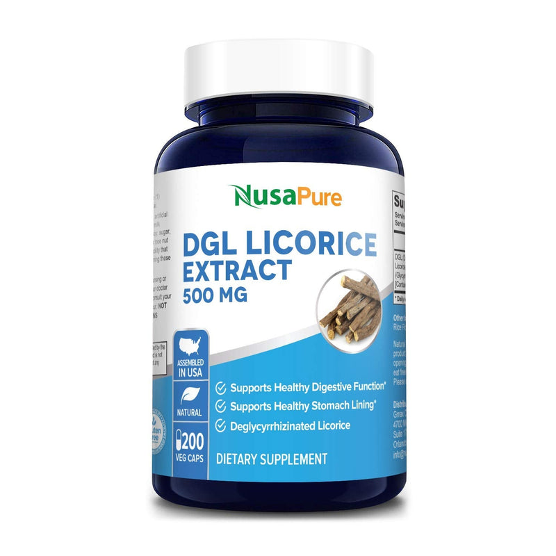 DGL Licorice Extract 500 mg 200 Veggie Capsules (Vegan,Non-GMO & Gluten-Free) - NewNest Australia