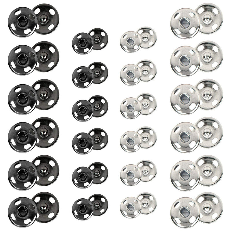 Kenkio 120 Sets Sew-on Snap Buttons Metal Snaps Fasteners Press Studs Buttons for Sewing , 8 mm and 10 mm,Black and Silver - NewNest Australia