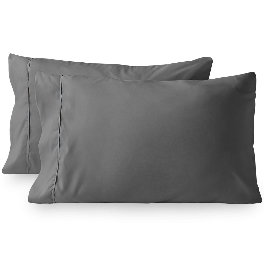 Bare Home Premium 1800 Ultra-Soft Kids Microfiber Pillowcase Set - Double Brushed - Hypoallergenic - Wrinkle Resistant (Standard Pillowcase Set of 2, Grey) Standard - 2 Pack - NewNest Australia