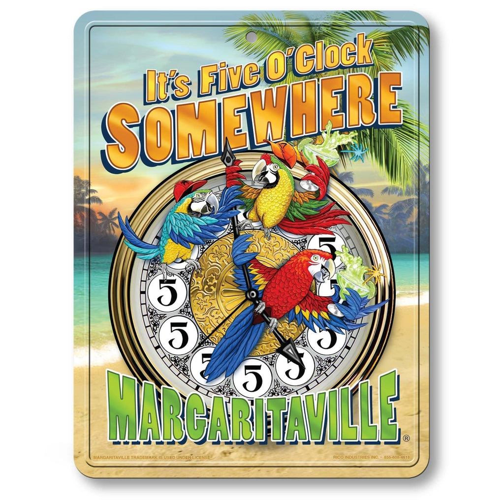 NewNest Australia - Rico Industries PSM111125C Margaritaville Metal Parking Sign Décor,Blue, Green,Tan,8.5"/11" 