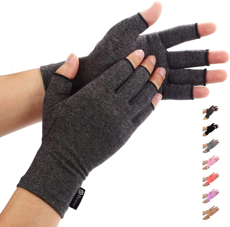 Duerer Arthritis Compression Gloves Women Men for RSI, Carpal Tunnel, Rheumatiod, Tendonitis, Fingerless Gloves for Computer Typing and Dailywork (Black, S) Small (1 Pair) Black - NewNest Australia