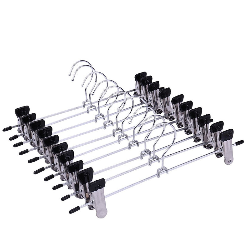 NewNest Australia - Aizhy Trouser Hanger Strong Chrome Pants Skirt Coat Hangers with Non-Slip Clips 28cm (11"),Pack of 10 10 Pack 