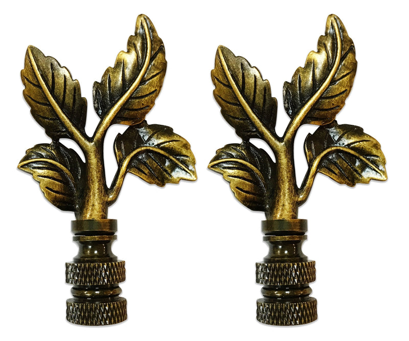 Royal Designs Elegant Leaves Lamp Finial for Lamp Shade- Antique Brass Set of 2 - NewNest Australia