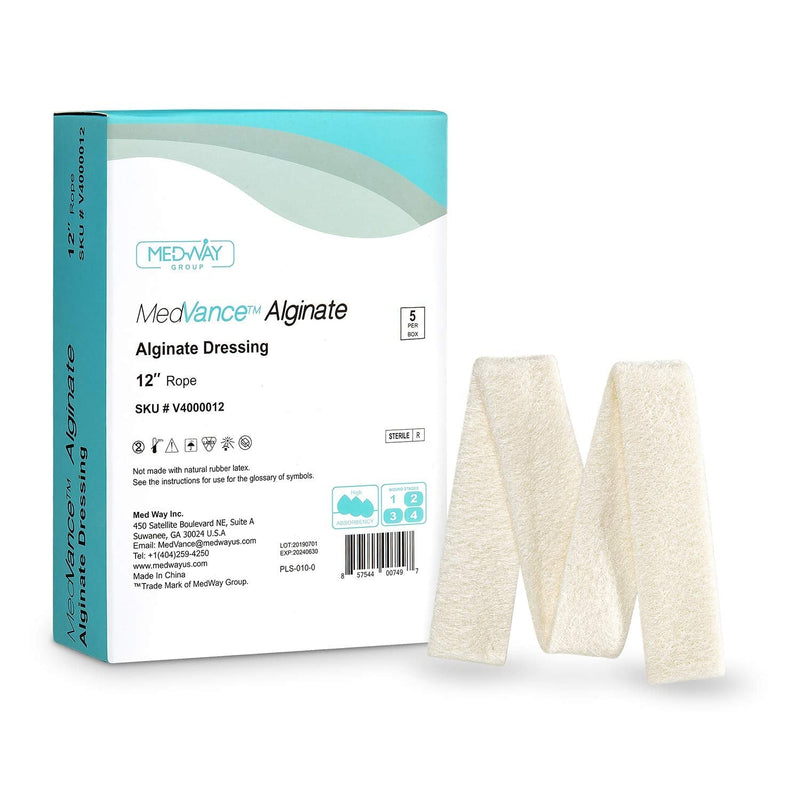 MedVance TM Alginate – Calcium Alginate Dressing, 12" Rope, Box of 5 dressings 1 Foot (Pack of 5) - NewNest Australia