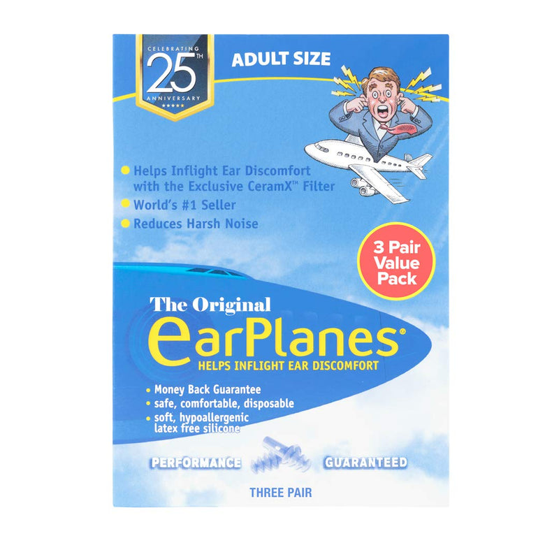 New Super Soft Adult EarPlanes® Ear Plugs Airplane Travel Ear Protection 3 Pair - NewNest Australia
