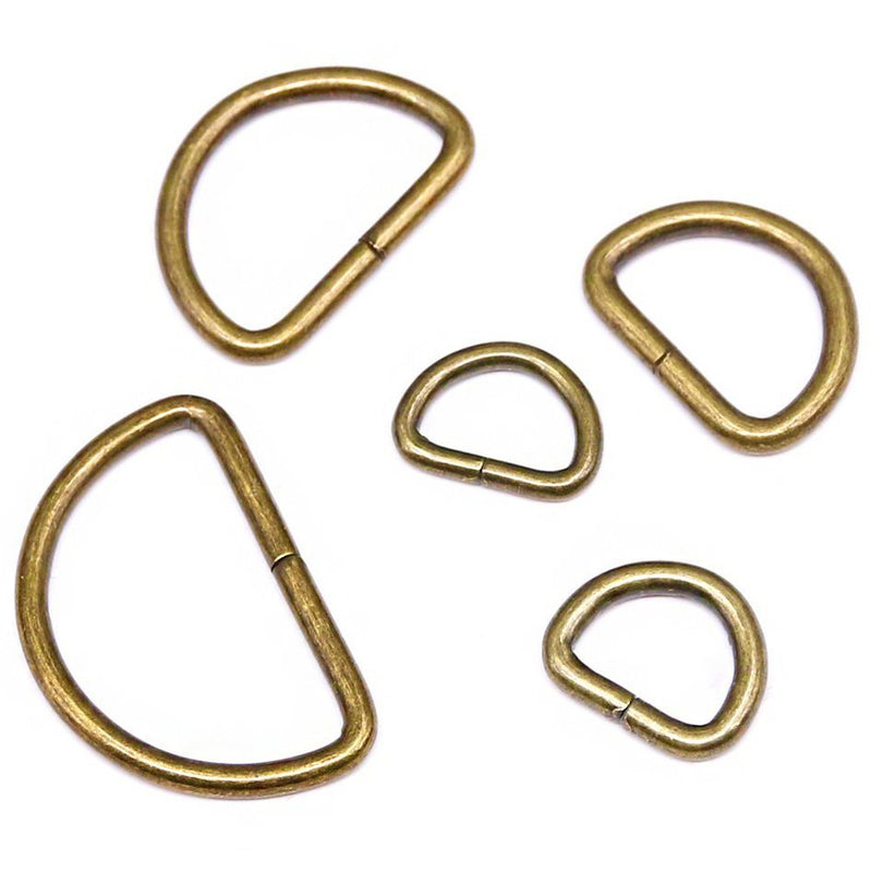 Swpeet 100 Pcs Bronze Assorted Multi-Purpose Metal D Ring Semi-Circular D Ring for Hardware Bags Ring Hand DIY Accessories - 1/2 Inch, 5/8 Inch, 3/4 Inch, 1 Inch, 5/4 Inch - NewNest Australia