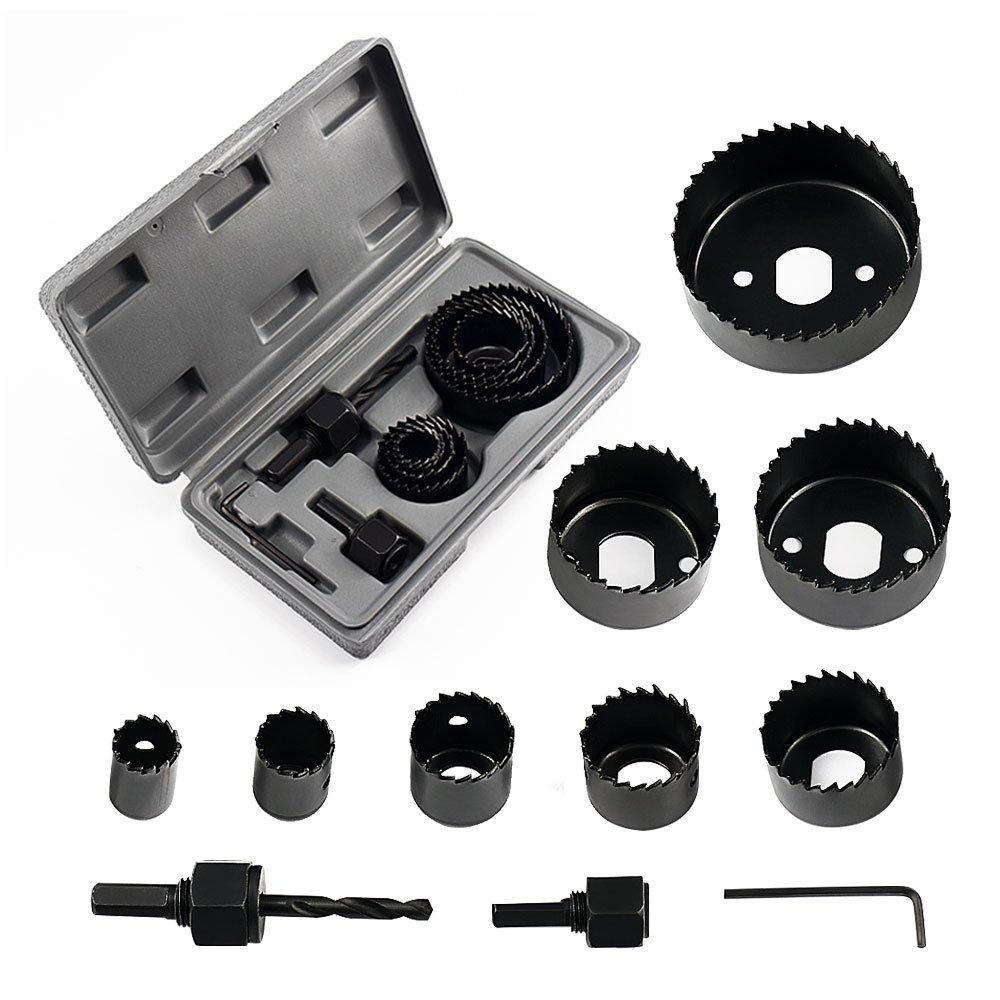 Locisne Hole Saw Set 11 Pieces 3/4" - 2-1/2 " Hole Saw Kit with Hex Key and Mandrels for Wood, PVC Board, Plastic Plate Drilling - NewNest Australia