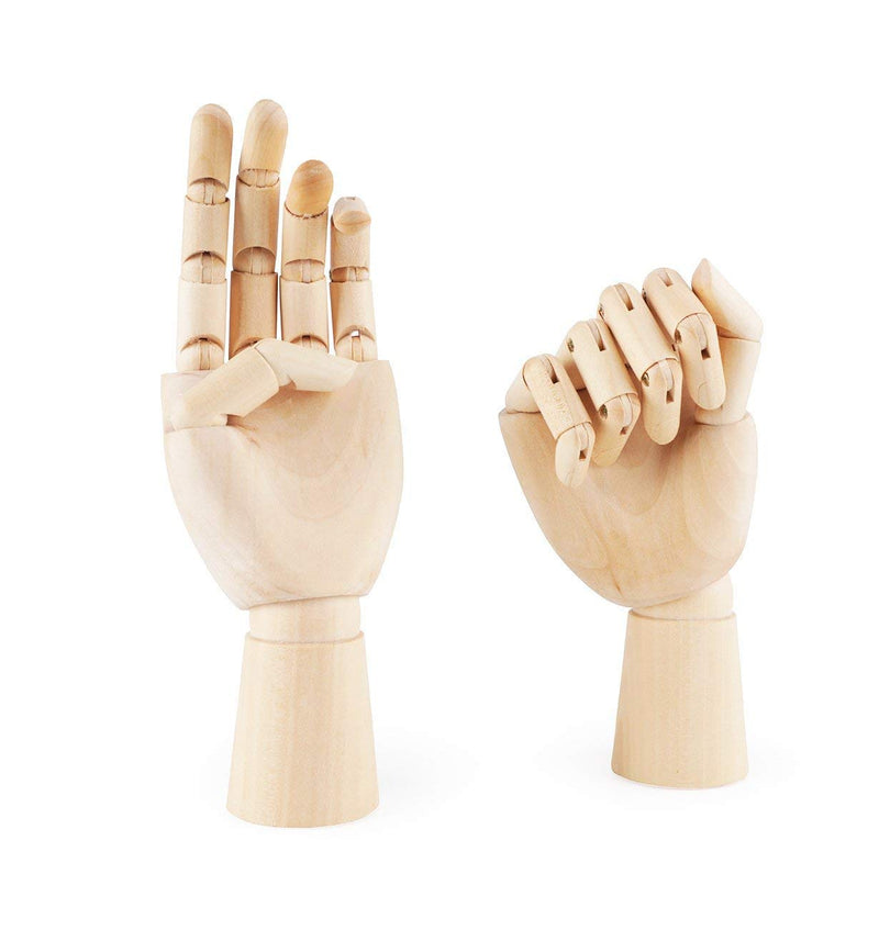 Alikeke 2 Pcs Wooden Hand Model Flexible Moveable Fingers Manikin Hand Figure Both Left and Right Hand for Sketching Drawing Home Office Desk Posable Joints Kids Children Toys Gift 10 INCH - NewNest Australia