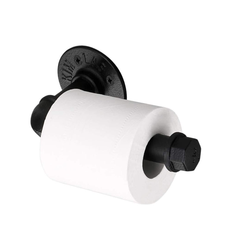 Sumnacon Vintage Style Toilet Paper Holder, Industrial Iron Pipe Roll Tissue Holder Towel Racks with Hardware for Bathroom, Bedroom, Kitchen (Black) Black - NewNest Australia