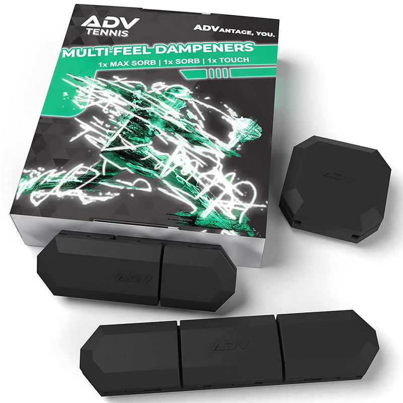 ADV Tennis Dampener with Custom Feel, 3 Pack, Racket Shock Absorber to Reduce Vibration and Stay on The Racket, Engineered Poly-Silicone Tennis Racket Dampener Midnight | Variety 3-Pack - NewNest Australia