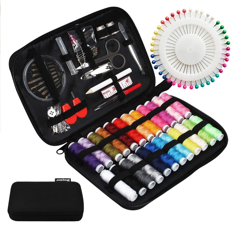 JUNING Sewing Kit with Case, 130 pcs Sewing Supplies for Home Travel and Emergency, Kids Machine, Contains 24 Spools of Thread of 100m, Mending and Sewing Needles, Scissors, Thimble, Tape Measure etc - NewNest Australia