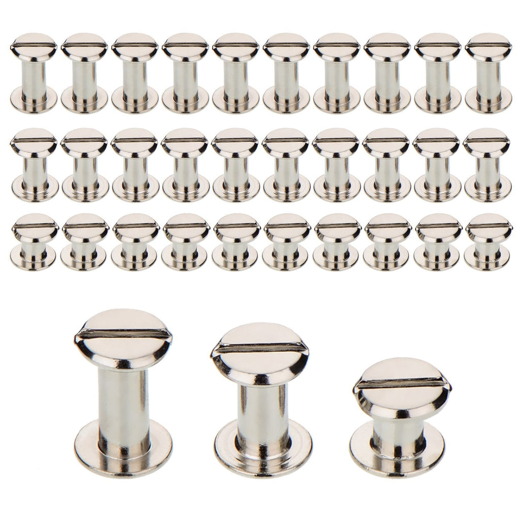 TecUnite 75 Pieces Screw Post Metal Chicago Screws Binding Screw Leather Screw Nail Rivet Button Solid Belt Tack Screw, 1/4, 3/8 and 1/2 Inch, Silvery - NewNest Australia