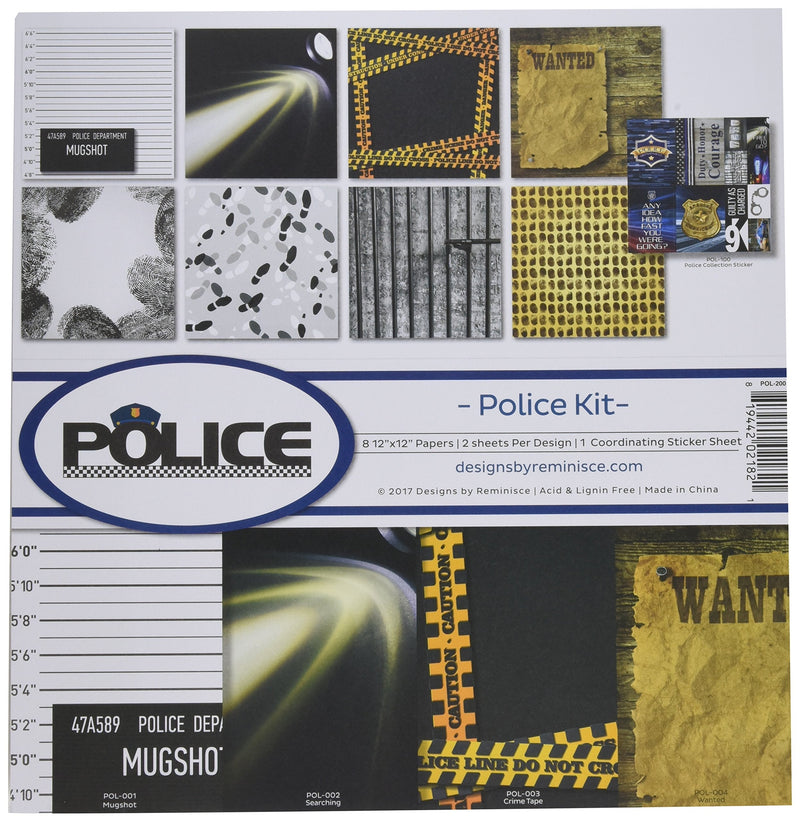 Reminisce POL-200 Police Scrapbook Collection Kit, Black - NewNest Australia