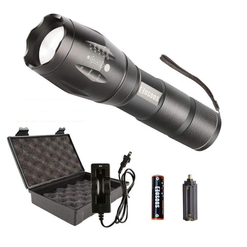 LED Flashlight with Rechargeable Battery & Charger,COSOOS Tactical Flashlight,1000-Lumen,Zoomable Waterproof Flash Light,5 Mode,Portable Emergency Flashlight for Camping - NewNest Australia