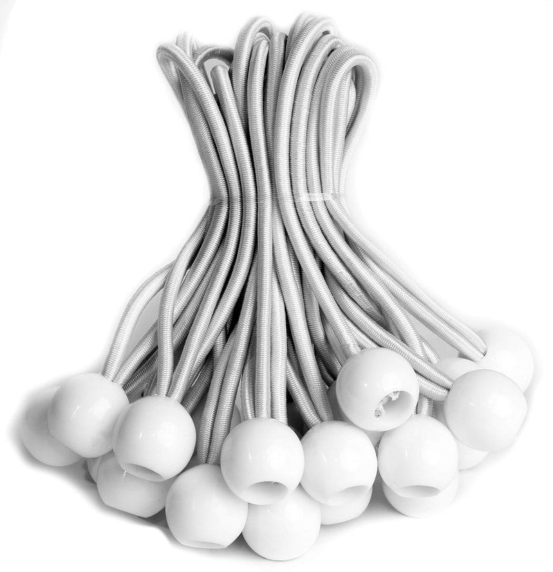 eHomeA2Z Ball Bungee White Heavy Duty 25 Pack 6 Inch Weather Resistant 5mm Thick for Camping Tarp Cargo Tent (25, 6-inch) - NewNest Australia