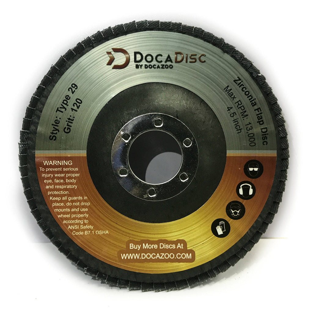 4.5 inch Flap Disc (10 Pack) - 120 Grit Type 29 Professional Grade Zirconia - Abrasive Grinding Wheel, Flap Wheel, and Sanding Discs by DocaDisc - NewNest Australia