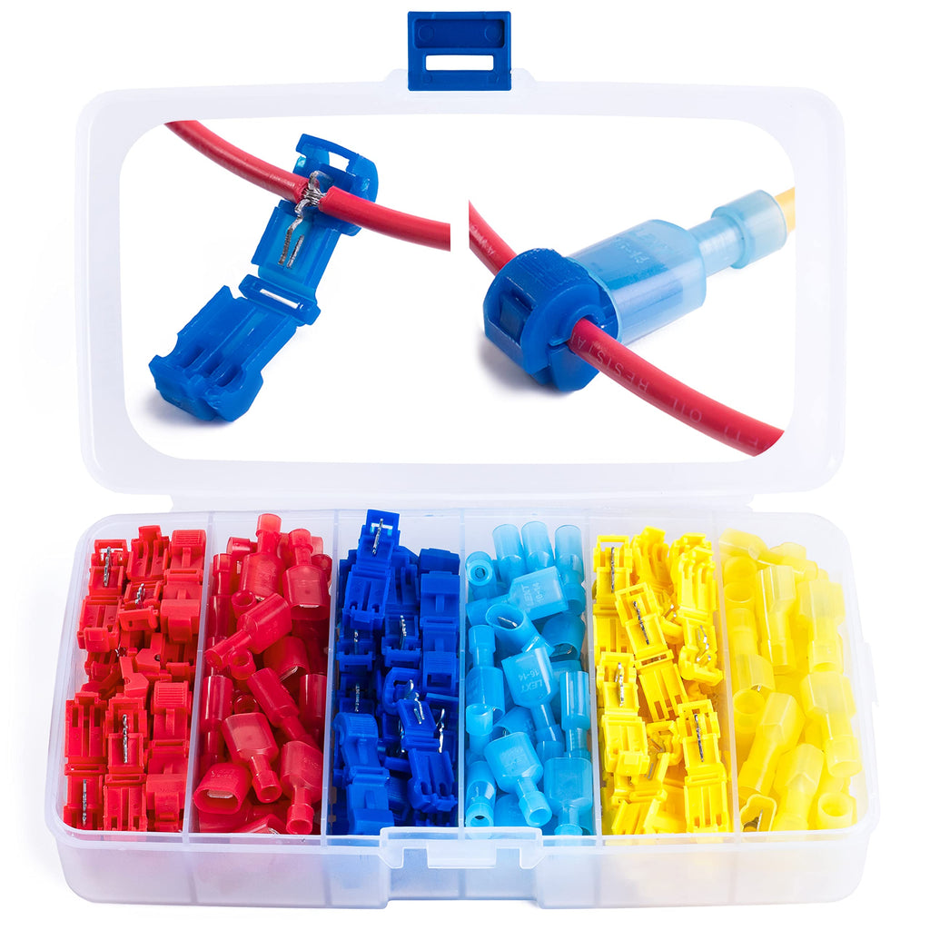 Wirefy T Tap Wire Connectors Kit - Electrical Connectors Kit - Spade Terminals - Quick Splice Disconnect Wire Taps - (120 PCS 22-10 AWG) Kit - 22-10 AWG - NewNest Australia